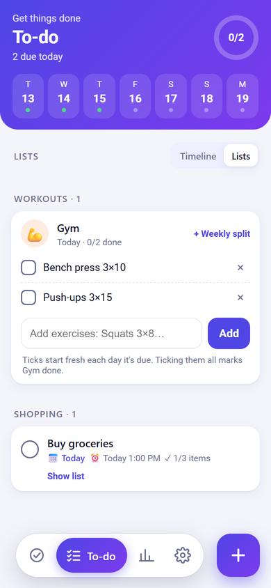 After: Workouts in Lists